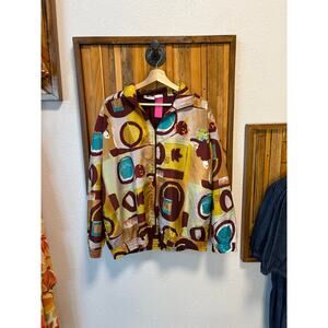 Vintage Kaktus Abstract Zip-Up Jacket – 80s/90s Bold Geometric Print